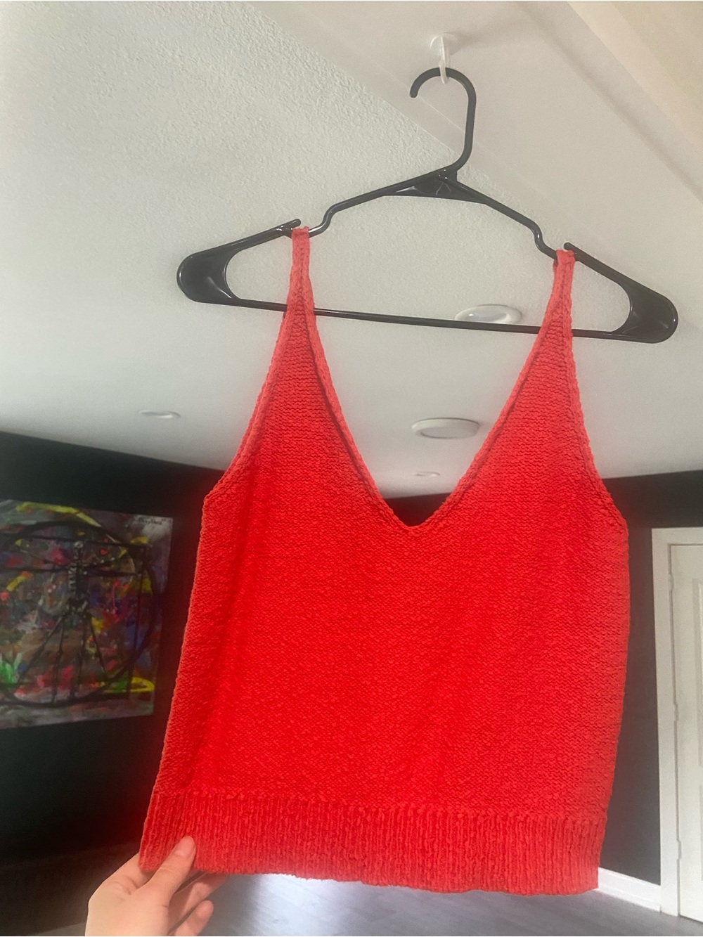 Zara Bright Red V-Neck Knit Tank - Picture 3 of 4